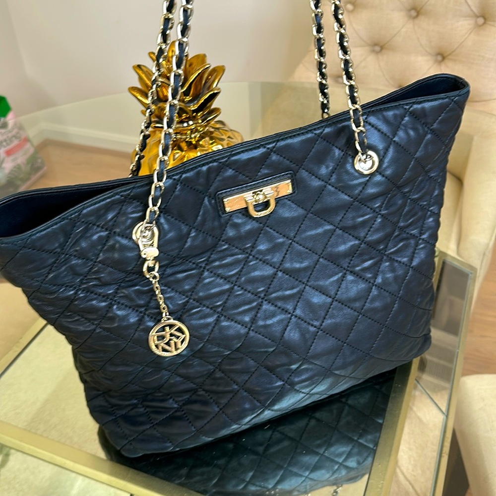 Black DKNY quilted leather tote